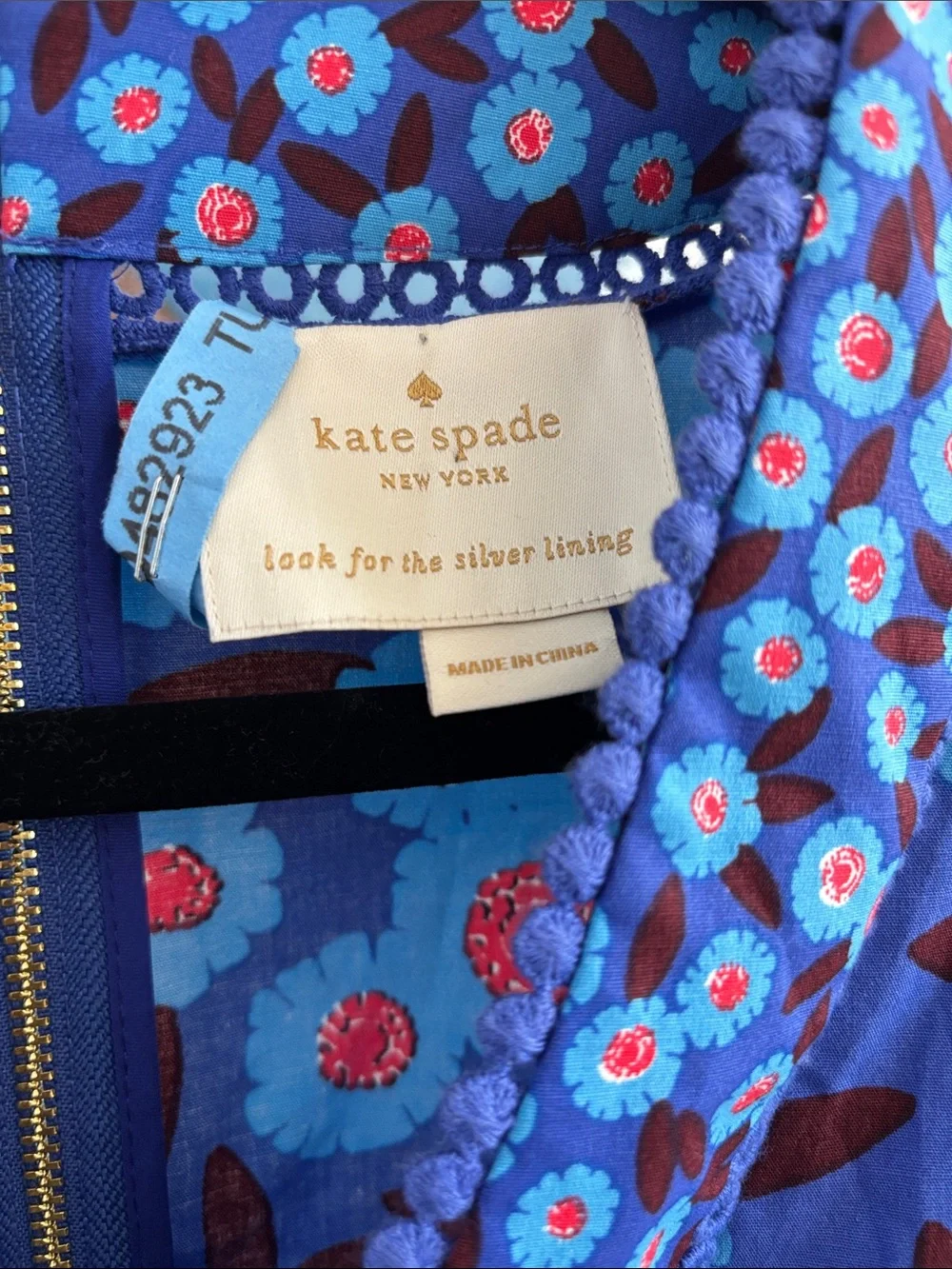 $348 Kate aspade New York Tangier Floral Fit and Flare Blue Botanical Dress